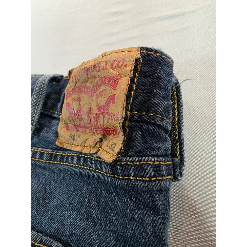 Levis 501 Original Fit Mens Blue Denim Straight Leg Button Fly Jeans 42x32